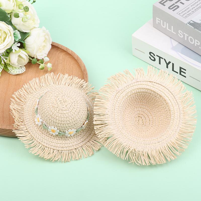 Dollhouse Handmade Daisy Hat Sun Cap For 1/6 Doll Accessories Doll Cute Hat With Bow Decoration Doll Hat Children'S Toy Gift