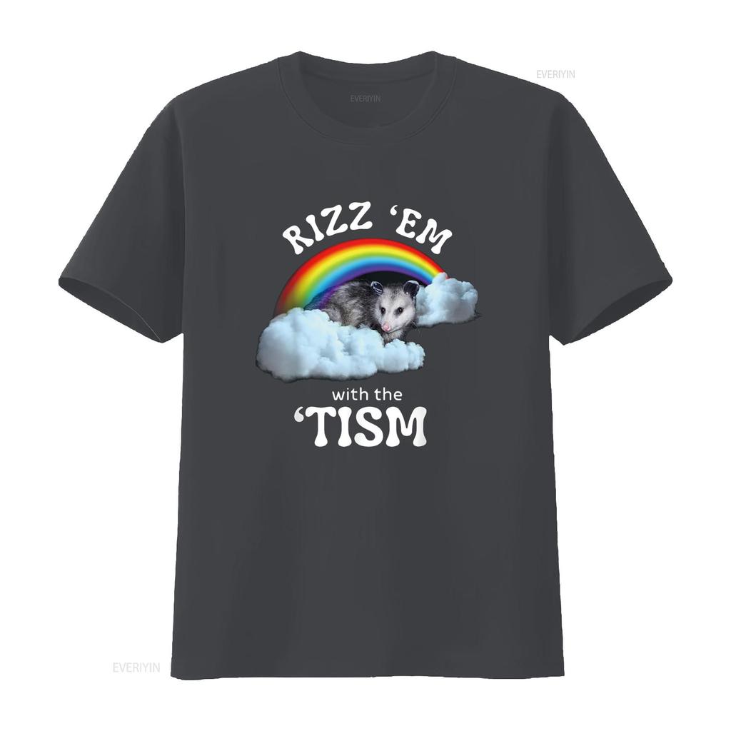 Autism Funny Rizz Em With The Tism Meme Autistic Opossum T Shirt vintage Washed Slightly Stretched homme fashion graphic