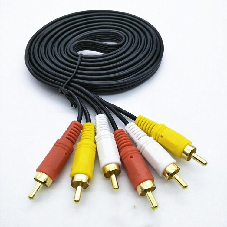1.5m 3-to-3 RCA Audio-Video Cable Set: 6-Head Lotus DVD/AV Cable for Set-Top Boxes