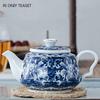 200 мл китайские традиционные фарфоровые чайники синего и белого цвета, керамический чайник ручной работы, бытовой чайник, переносной чайный набор