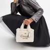 Coach Cargo 20 Вышитый Каллиграфический Логотип Шерстяная Кожаная Сумка-Тоут Сумка для Покупок Сумка через Плечо Наплечная Сумка Маленькая Женская Сумка-Тоут Белая CZ101-B4HA