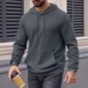 Men's Long Sleeve Textured Hooded Sweatshirt Casual Lightweight Hoodies Pullover Drawstring Hoodie With Kanga Pocket