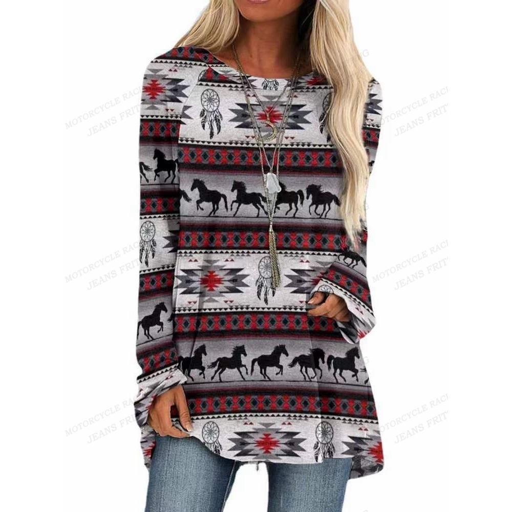 Women's T Shirt Wolf 3d Print T-shirt Women Fashion Animal T-shirts Casual Long Sleeve Tops Tees Vintage Tshirt Loose Tees Owl