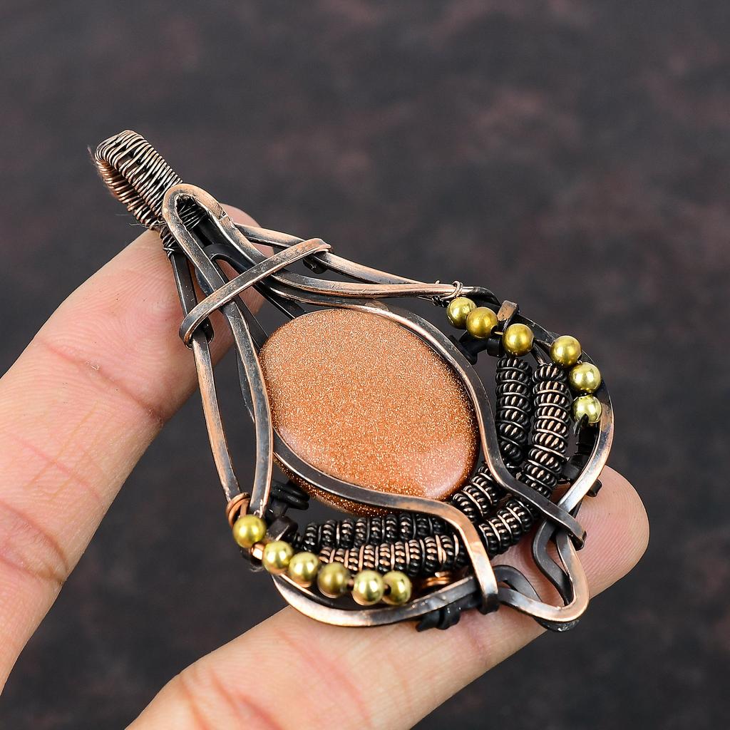 Sun Sitara Pendant Copper Wire Wrapped Pendant Handmade Pendant Copper Wire Wrapped Jewelry Gemstone Pendant Gift For Him Sun Sitara Jewelry