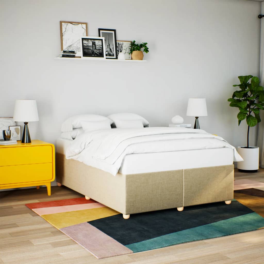 Bed Frame without Mattress Cream 140x200 cm Fabric