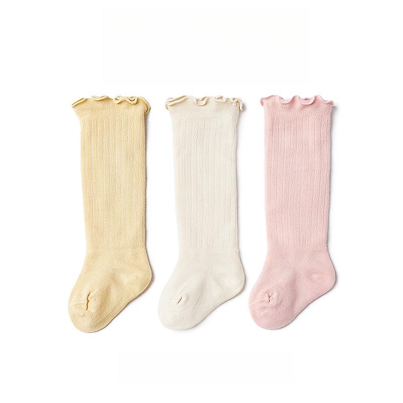 3 пары/лот Детские гольфы до колена Детские для девочек и мальчиков Мягкие хлопковые длинные носки Милые испанские полосатые однотонные детские носки для 0-3 лет