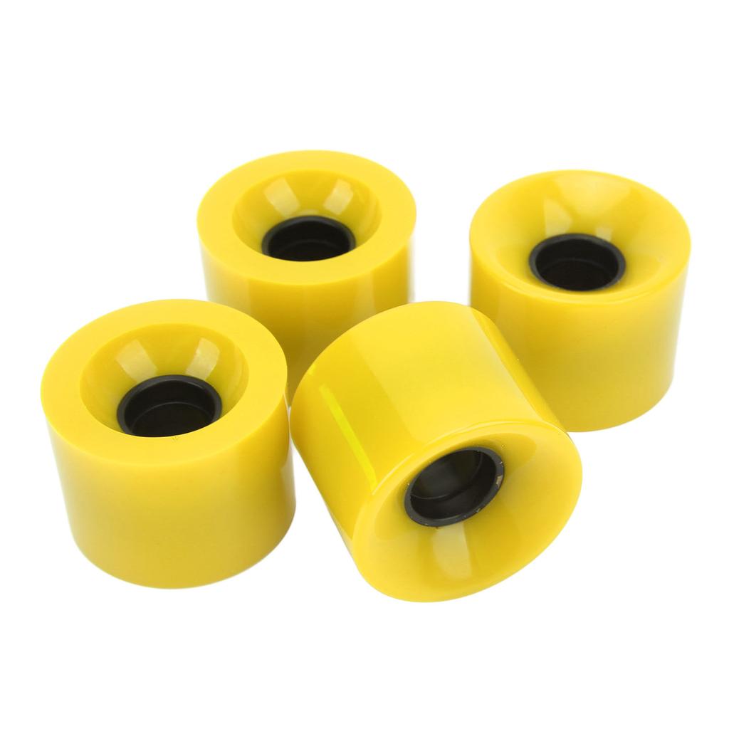4PCS PU Skateboard Wheel Replacement Low Noise Multifunctional Land Surfboard Roller Casters Yellow