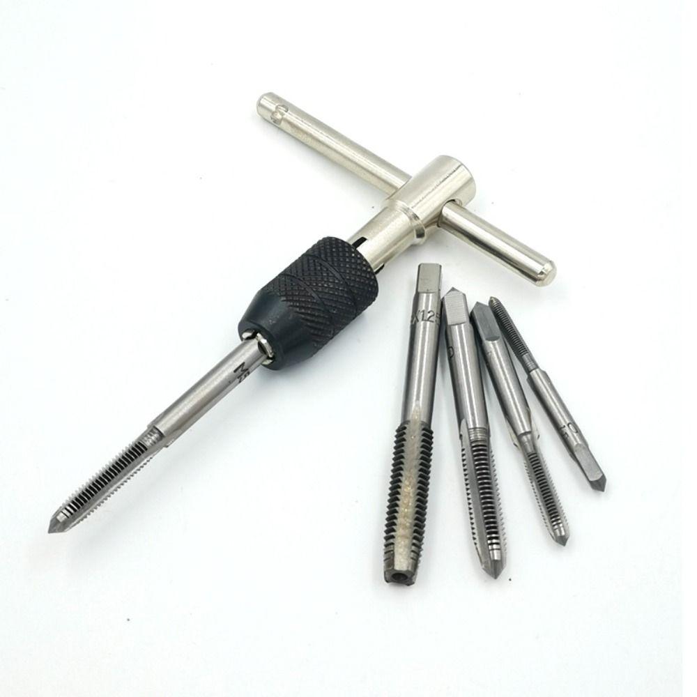 Adjustable T-type Tap Wrench Set Portable Tap Die T-Handle Hand Tapping Tools