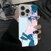 Чехол для телефона L-Link Clicks в стиле аниме для iPhone 16 15 14 13 12 11 Pro Max Белый Фиолетовый Матовый Лазерный Металлик Аврора Funda