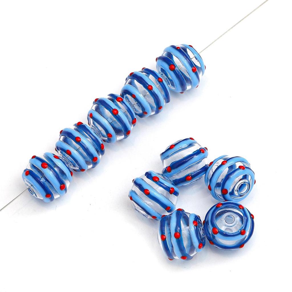 1Pcs 14mm Water Ripple Pattern Freehand Hollow Coloured Glaze Round Ball Multicolor Glass Beads For Jewelry Making DIY Bracelet Necklace Earring