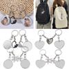 1Pair Photo Pendant Decorative Alloy Double Sided Keychain Blank Circular Ornament Key Rings Holders Lovers Gift Jewelry
