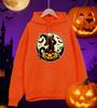 Хэллоуинский котенок стоит на тыкве Печать Мужские толстовки Свободная толстовка Флис Повседневная уличная одежда Универсальная удобная одежда