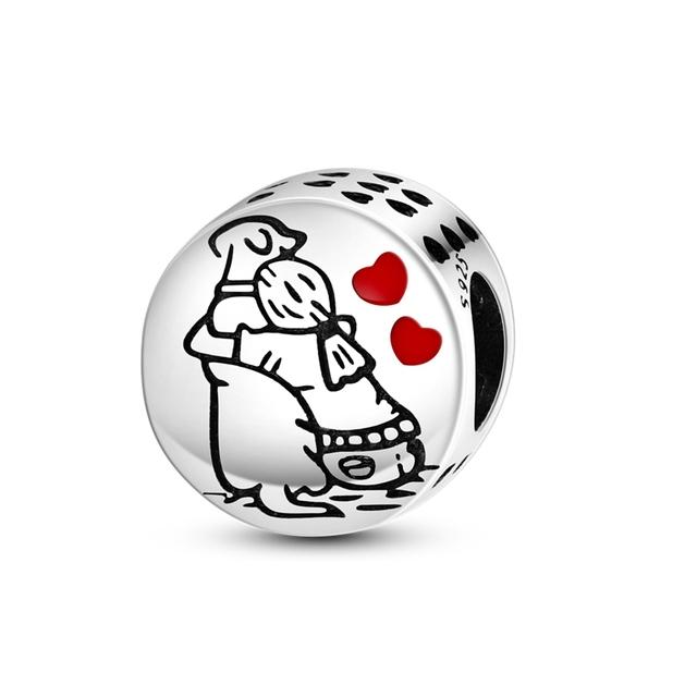 Брелок из стерлингового серебра 925 пробы, круглый болтающийся момент, брелок для ключей, держатель для сумки, подходят оригинальные подвески, бусины с буквами, рождественские