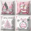 Christmas Decoration Pillow Cover Christmas Dwarf Snowman Pattern Living Room Sofa Cushion Cover Bedroom Room Home Decoration