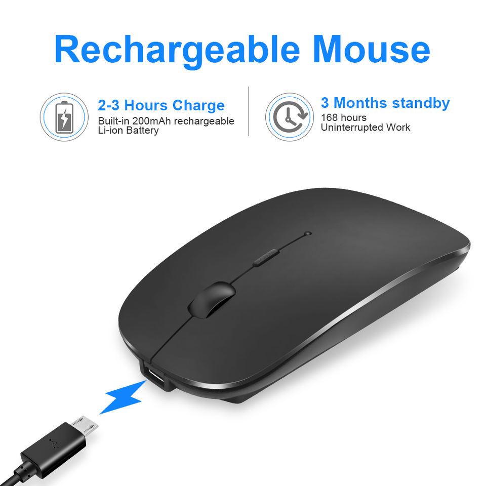 Thin Usb Optical Rechargeable Wireless Mouse 2.4g Receiver Super Slim Mouse Cordless Computer Pc Laptop Desktop