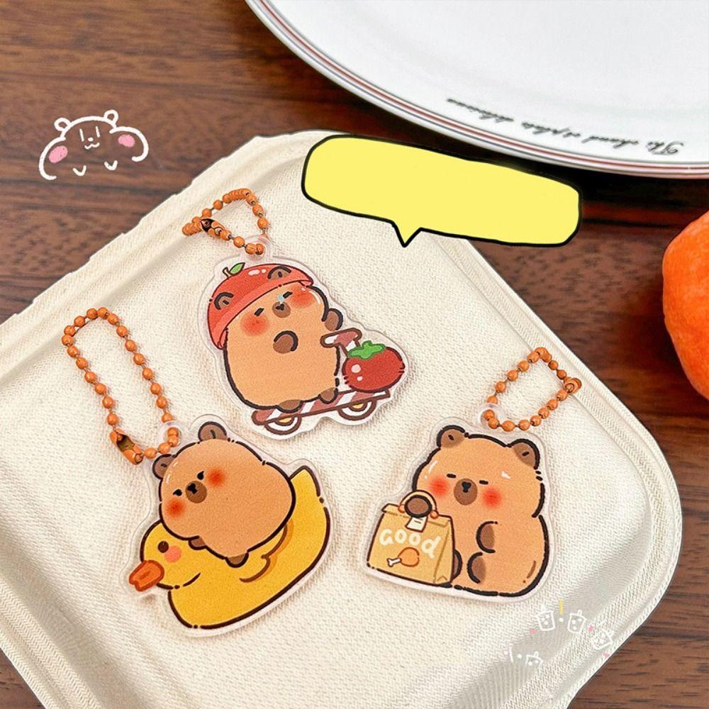 Acrylic Kapibara Bag Hanging Funny Capibara Pendant Kawaii Capybara Acrylic Keychain  Birthday Gift