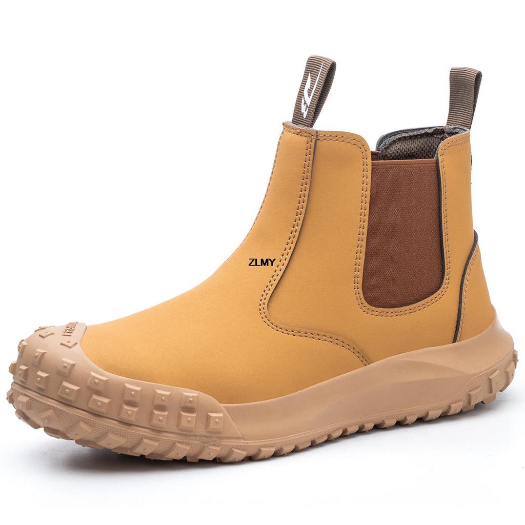 Защитная обувь без шнуровки, мужская обувь для сварщиков со стальным носком, устойчивые к ударам, искробезопасные рабочие защитные ботинки, мужские строительные противоударные ботинки челси