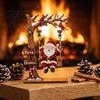 Seasonal Holiday Tree Decor Christmas Wooden Ornaments, Santa Snowman Figurine with Moving Creative Desktop Ornaments Swing, Rustic Tabletop