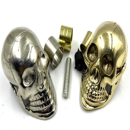 Набор из 2 только рукояток для трости с черепом. Винт с латунным наконечником на топпере для трости. Сменная ручка для трости и палок. Ручка для головы. Латунная ручка.