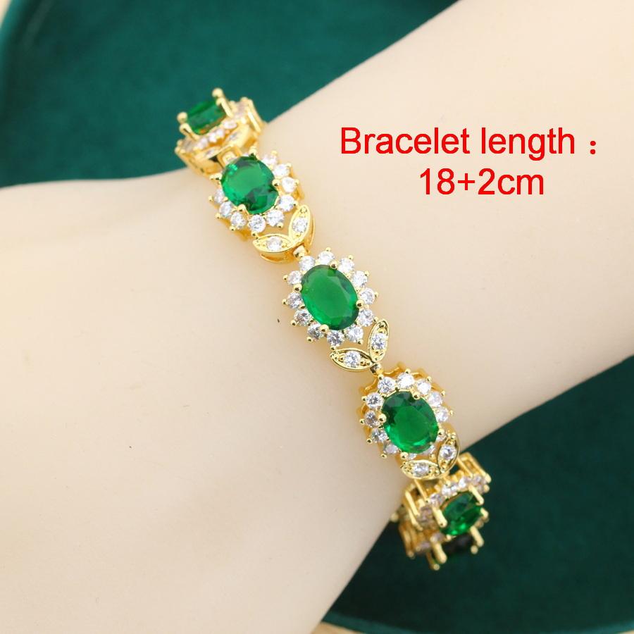 Роскошный Браслет с Зеленым Цирконием в Стиле More, Позолоченный, Свадебное Ювелирное Украшение, Подарок для Женщин