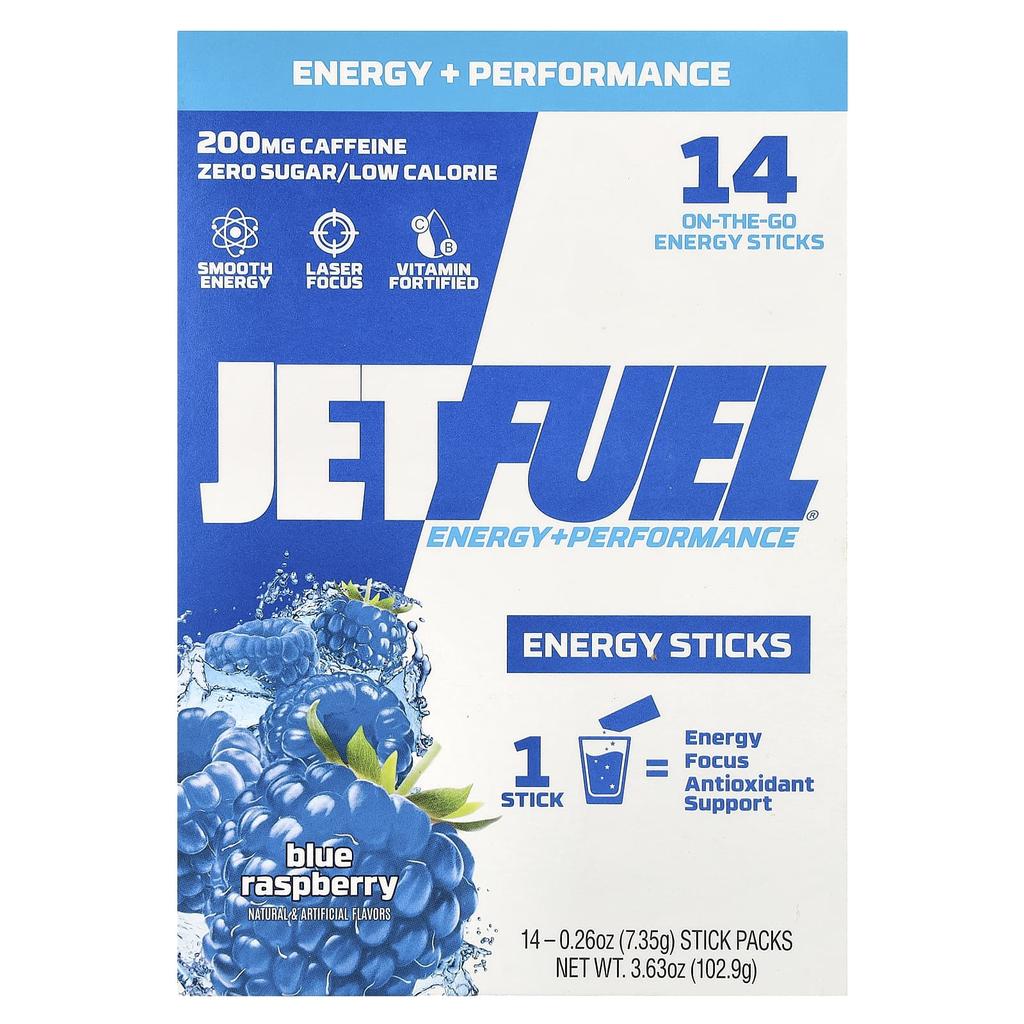 GAT JetFel® Energy + Performance, Energy Stick, Blue Raspberry, 14 Stick Packs, 7.35 G (0.26 Oz) Each