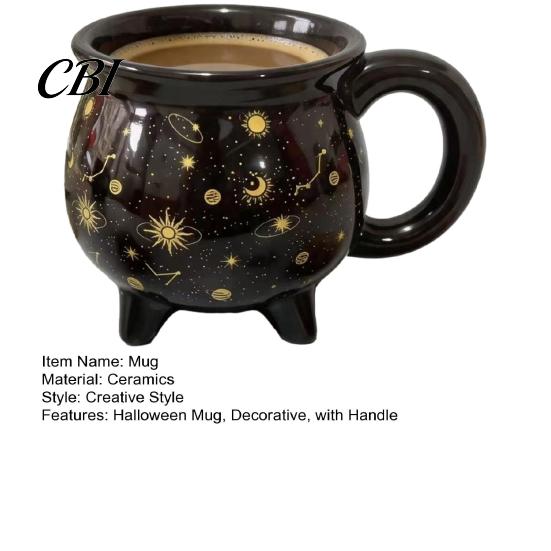 Halloween Coffee Cup Mug with Ergonomic Handle, 380ml Capacity, Ceramic Pot Shaped Novelty Creative Shape Cup, Hot And Cold Beverages Drinking