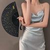 Starry Sky Folding Fan with Tassel Chinese Style Dance Performance Photo Props Portable Summer Bamboo Hand Held Fan Party Supplies Gift