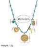 Bohemian Ladies Layered Pendant Necklace 18K Gold Plated Stainless Steel Beaded Rope Chain Summer Beach Jewelry Gift