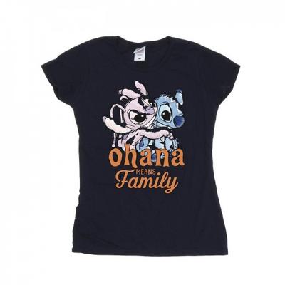 Женская/женская хлопковая футболка Lilo And Stitch Ohana Angel Hug