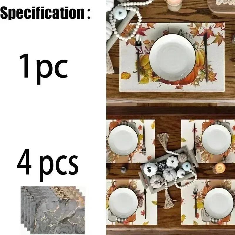 Christmas Linen Placemat Christmas Theme Table Mat Heat Insulation Pad Western Meal Table Pad Dining Table Decor