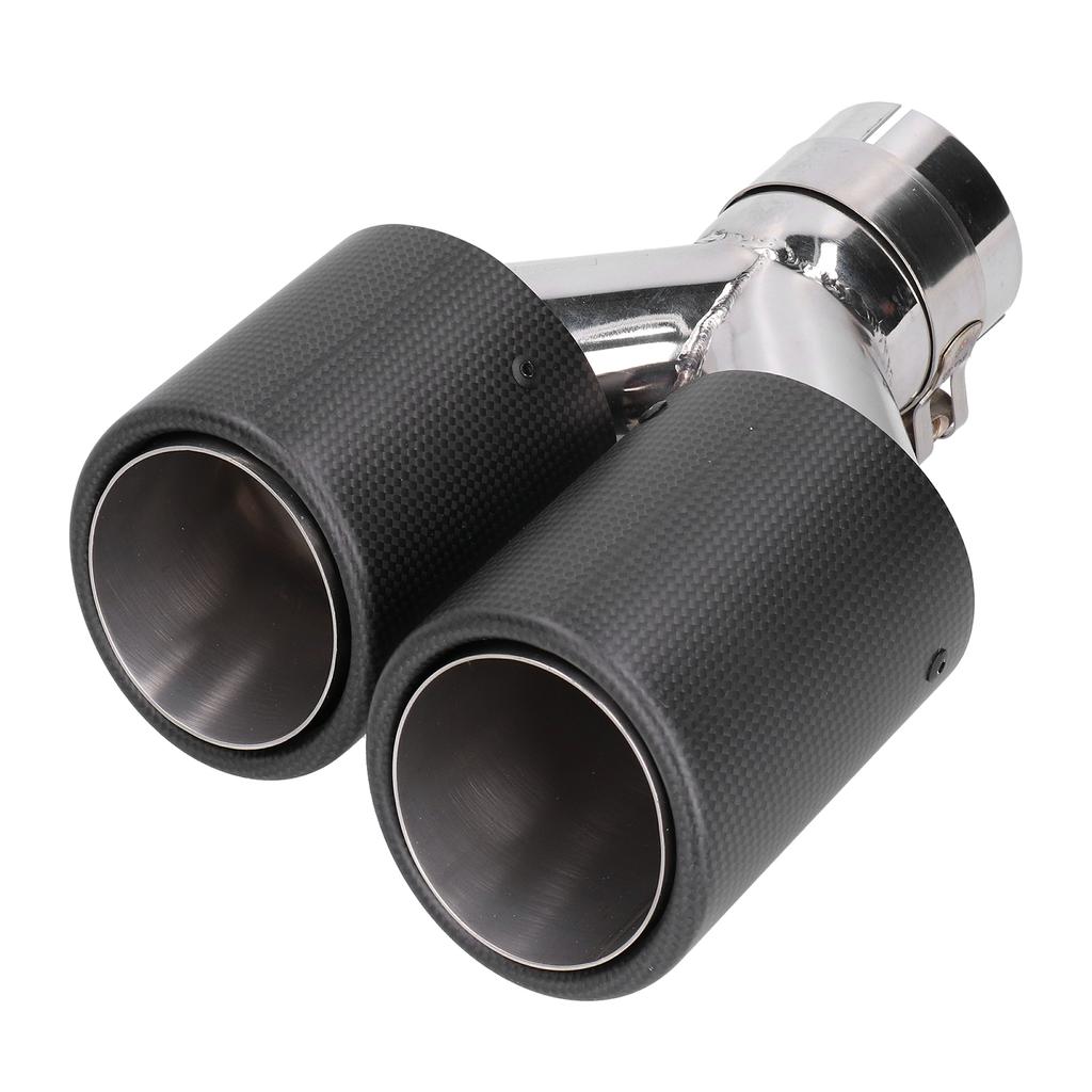 Matte Carbon Fiber Car Dual Exhaust Pipe Tail Throat Tip Stainless Steel Right Outlet