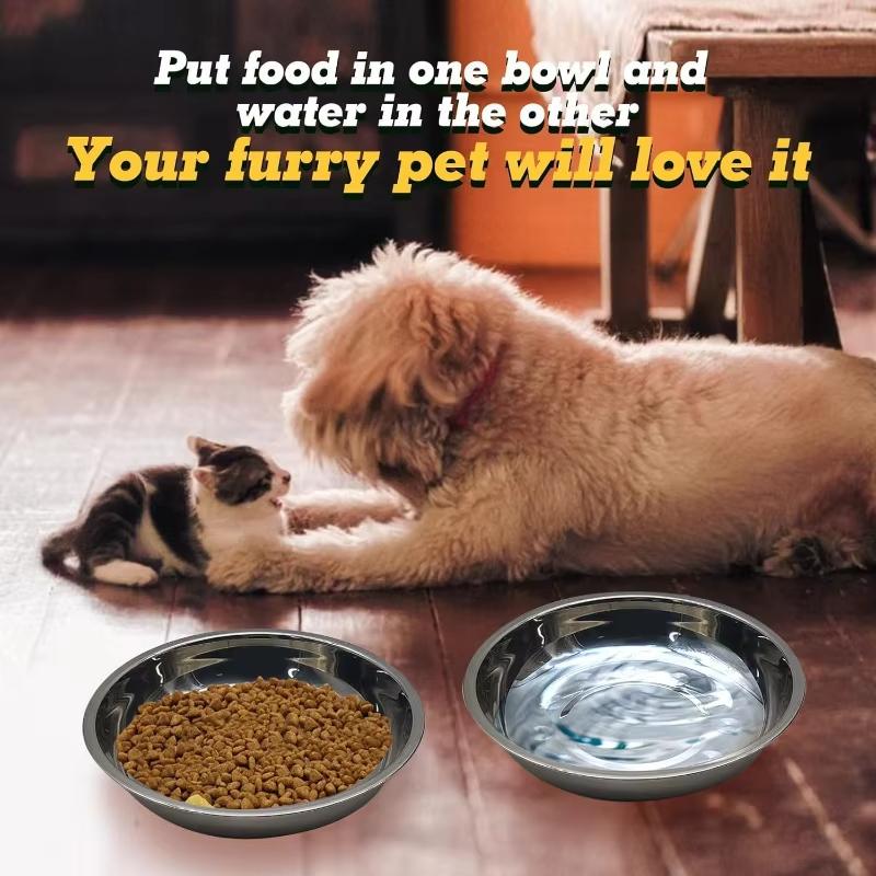 3-6Pcs Slip-Resistant Stainless Steel Cat Bowl Set Low-Profile Wide Design ForKittens & Small Pets Anti-Tip Base Feeding Station