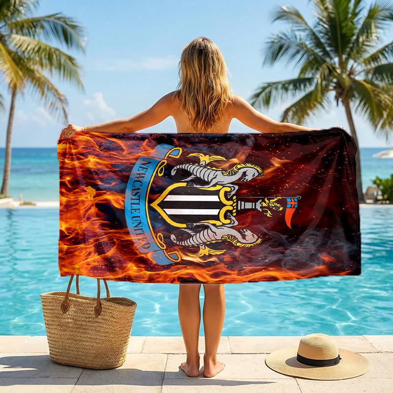 Пляжное полотенце Newcastle United Football Мягкое из микрофибры Летнее полотенце Быстросохнущее Впитывающее полотенце для пляжа Бассейна Путешествий