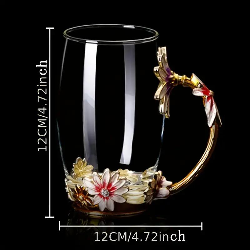 1 шт., цветочные бессвинцовые стеклянные кофейные кружки, чашка чая со стальной ложкой, лучшие подарки на день рождения для женщин, жены, мамы, друзей, матерей, День Святого Валентина