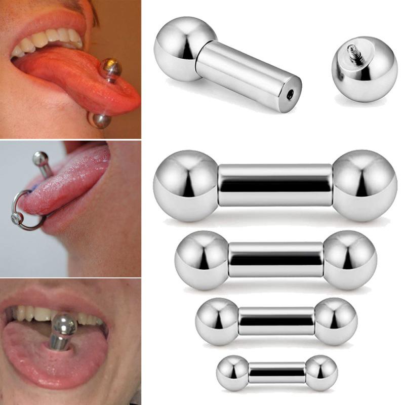 Titanium Steel Straight Barbell Piercing for Tongue, PA, and Nipple - Large Trendsetter Design.