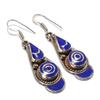 Natural Lapis Lazuli Gemstone Handmade Jewelry Earring 2.17" J4e49
