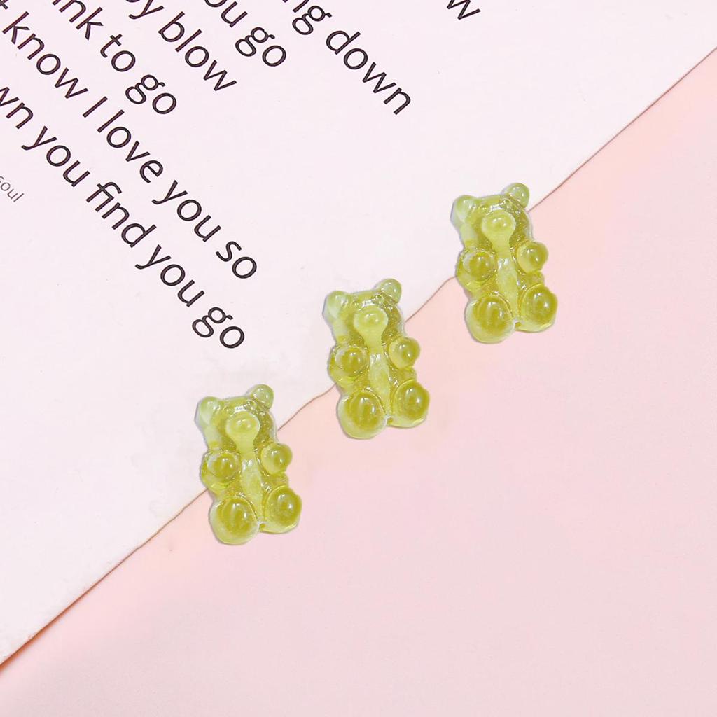 10pcs Resin Candy Color Bear Charms Pendant Beads for Necklace Bracelet Jewelry Making