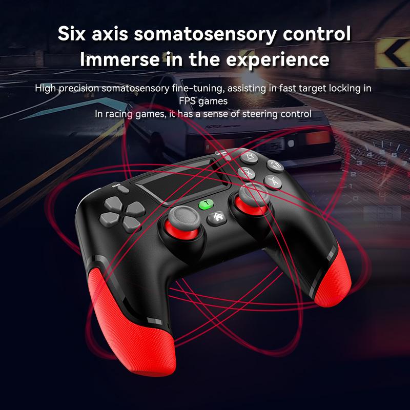 Игровой контроллер для PS4, совместимый с PS4/Slim/Pro/ПК, с 360° джойстиком/двойной вибрацией/6-осевым гироскопом