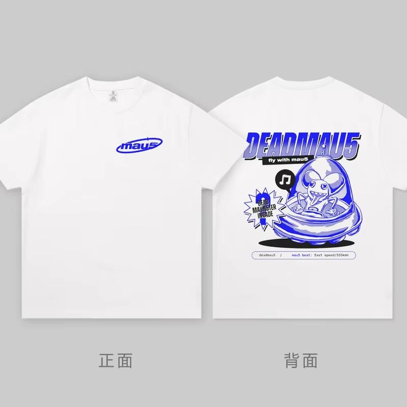 Deadmau5 Electronic Mouse Short Sleeve T-shirt Men's Top 100 Dj Clothes Around Electronic Bungee Disco Round Neck Cotton T-shirt