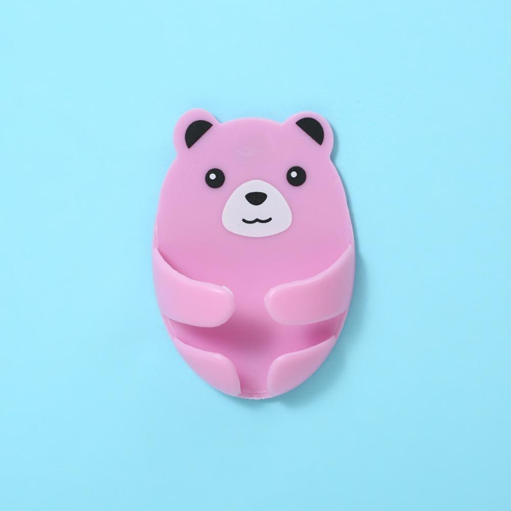 Мультяшный самоклеящийся настенный крючок для хранения без пробивания отверстий, многоцелевой держатель для вилок в виде медведя, органайзер для кабелей, ванная комната