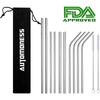 Metal Straws - Set of 10 - Stainless Steel - Reusable - With 2 Cleaning Brushes