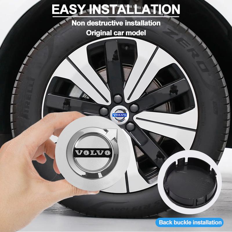 4pcs 64mm Volvo Wheel Center Cap Hub Cover Badge Emblem Sticker Car Accessories For Volvo S40 S60 S80L XC60 XC90 V40 V60 V50 V90 JP5