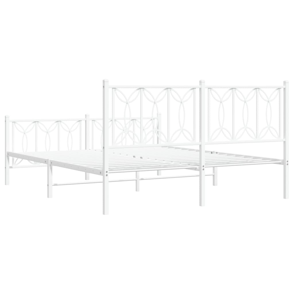 Metal Bed Frame with Headboard and Footboard White 150 x 200 cm