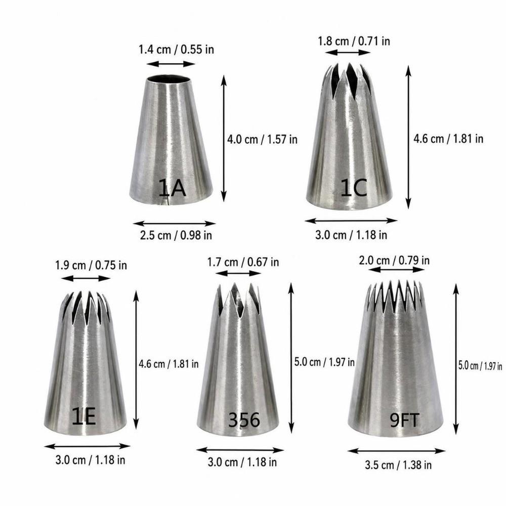 5PCS Assorted Shapes Pastry Icing Nozzle Cake Decorating Tip  Cupcake Cake Cookie Baking