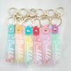 PVC Keychain with Leather Cord and Candy Soft Rubber Doll, Transparent Lanyard, and Jelly Gradient Color Hand Rope