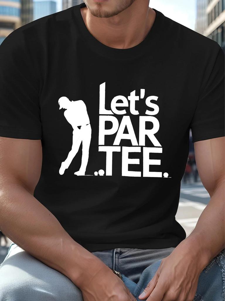 Funny Golf T-Shirt Lets Par Tee Golfer Silhouette Graphic Casual Gift Tee