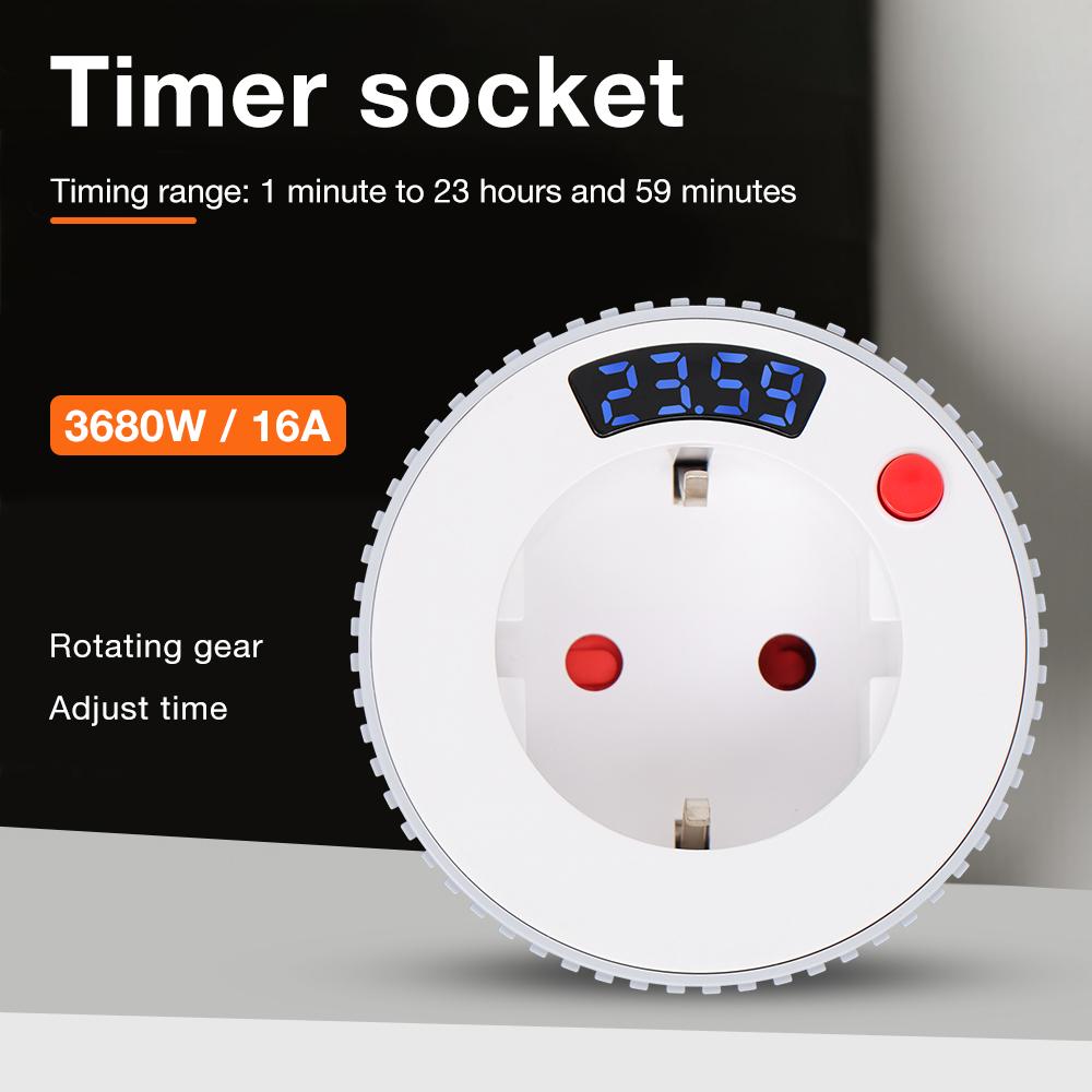 12/24Hours Countdown Timer Socket EU Plug Scheduled Charging Switch 16A AC230V Timing Control Outlet for Household Lighting3