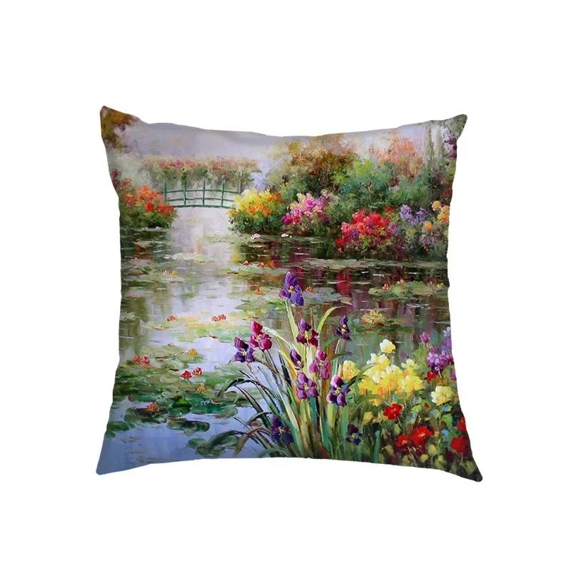 Oil Painting Kiss By Gustav Klimt Cushion Cover Van Gogh Starry Night Linen Pillowcase Sofa Throw Pillow Covers for Living Decor