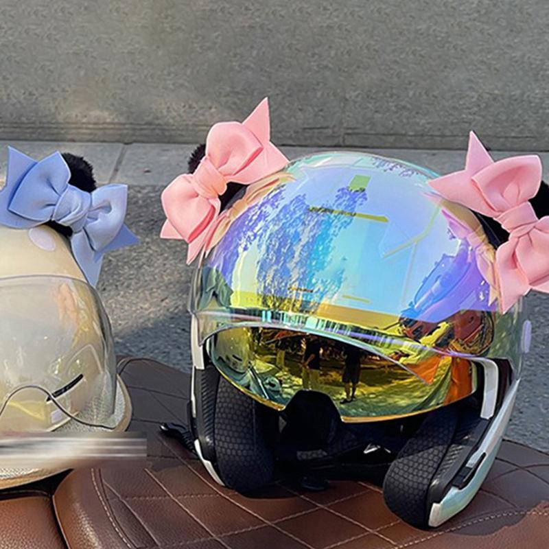 2 шт. украшения для шлема мотоцикла бабочка узел уши для езды на лыжах шлем наклейка декор косплей стилизация аксессуары