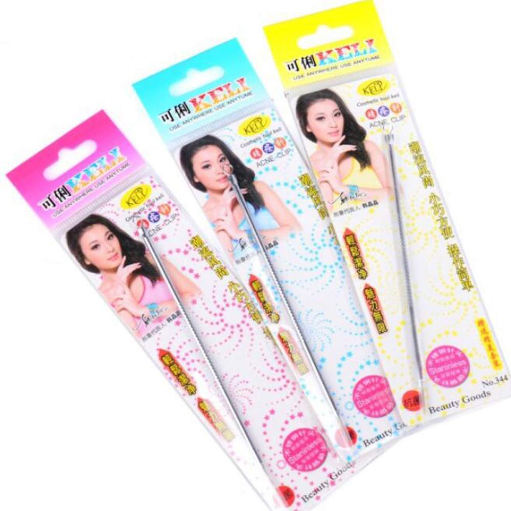 HJ Акне Акне Черные точки Нержавеющая Сталь Поры Комедоны Удаление Черных точек Иглы, Удаление, Удаление, Антибактериальный, Сталь, Уход, Пушер, (Набор 10)